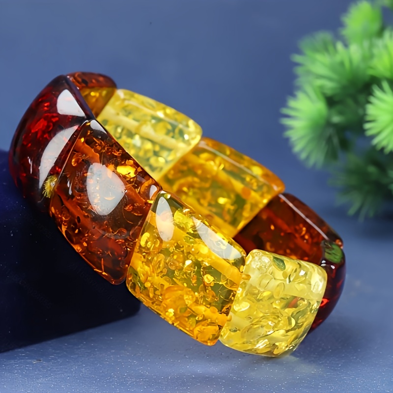 Amber Bracelet Multi-Treasure Hand Row, Unique Design